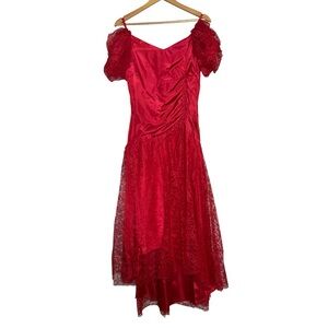 Vintage Elegant Red Off-Shoulder Dress Size ~4